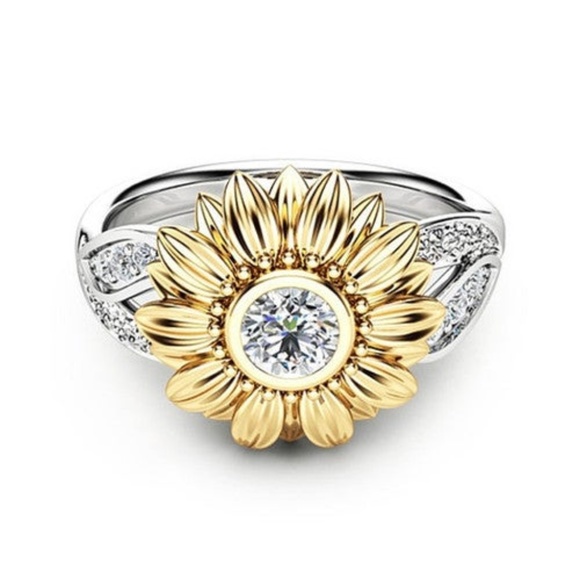 Exquisite Women's Floral Ring Round Sunflower sz7 - Picture 1 of 4